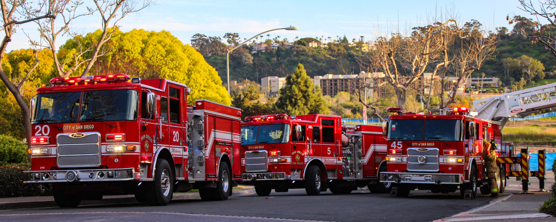 Three Pierce Mfg. fire apperatus on scene.