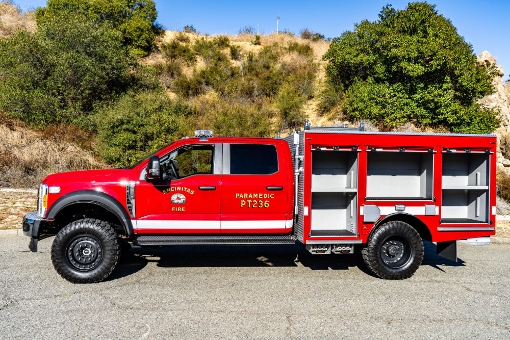 A Firematic patrol apparatus with cargo doors open